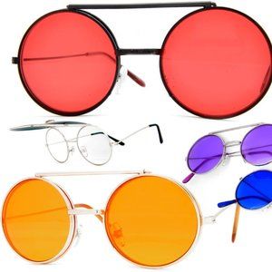 John Lennon Retro Flip up Sunglasses Colored Lenses